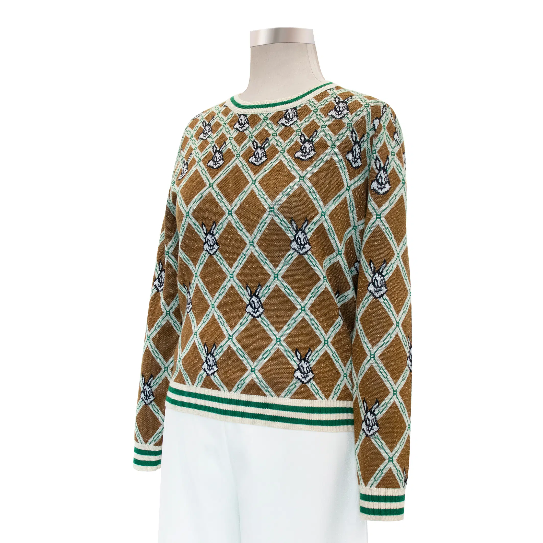 Jacquard round neck sweater with monogram motif