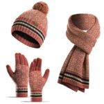 Set de bonnets épais tricotés pour femmes, écharpe, bonnet et gants-01