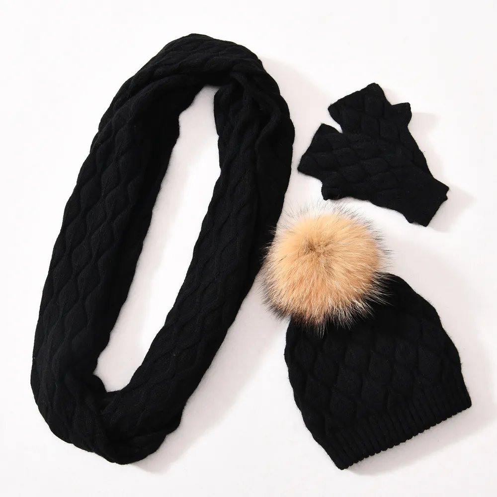 Invierno Gorro Bufanda Guantes Sets 3 Piezas-14