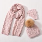 Winter Beanie Mütze Schal Handschuhe Sets 3 Stück-22